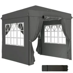 Rootz Pop Up Gazebo - Garden Tent - Outdoor Pavilion - UPF50+ UV -beskyttelse - mørkegrå - 250L x 250W x 268H cm