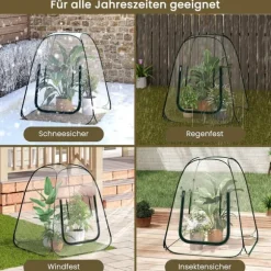 Rootz Pop -Up Greenhouse - Vinterbeskyttelsestelt - Mini Transparent Dubernation - Easy Setup - Understøtter plantevækst - 70x70x80 cm