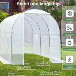 Rootz Premium Large Walk-In drivhus - Havedrivhus - Planteskjul - Vejrbestandigt PE Mesh - Rummeligt 6m² interiør - Robust 19 mm stålramme - 300 cm x | CDON