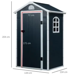 Rootz Redskabsskur - Haveskur - Redskabsskur - Ventilationsvindue - Penttag - Metal - Grå - 134 x 104 x 204 cm