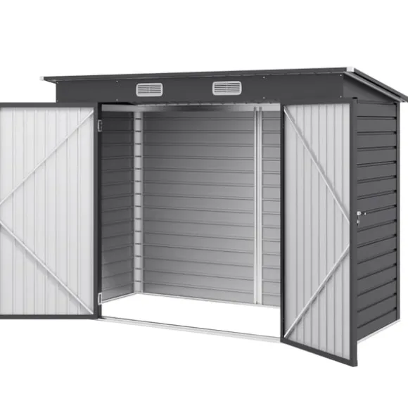 Rootz stålhaveskur - Værktøjsopbevaring - Udendørsskab - Galvaniseret stål - Sikker og organiser - Vejrbestandig - Nem montering - 249 cm x 121 cm x 1 | CDON