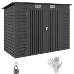 Rootz stålhaveskur - Værktøjsopbevaring - Udendørsskab - Galvaniseret stål - Sikker og organiser - Vejrbestandig - Nem montering - 249 cm x 121 cm x 1 | CDON