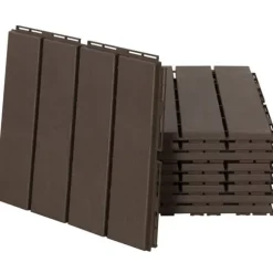 Rootz terrassefliser - Gulvfliser - Sæt med 9 gulvfliser - Klikmekanisme - Trækorn - PP Plast - Brun - 30 x 30 x 2 cm