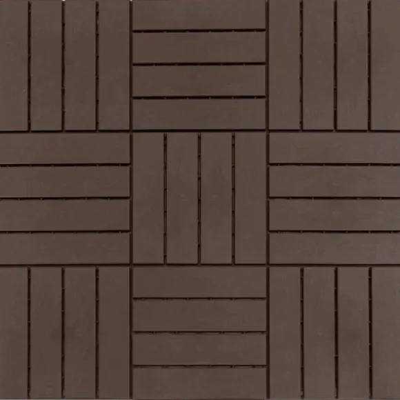 Rootz terrassefliser - Gulvfliser - Sæt med 9 gulvfliser - Klikmekanisme - Trækorn - PP Plast - Brun - 30 x 30 x 2 cm
