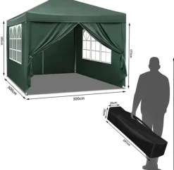 Rootz Ultimate Outdoor Gazebo - Event Pavillion - Vejrbestandig baldakin - Robust og rustsikker, UV- og regnbeskyttelse, nem opsætning - 3x3m