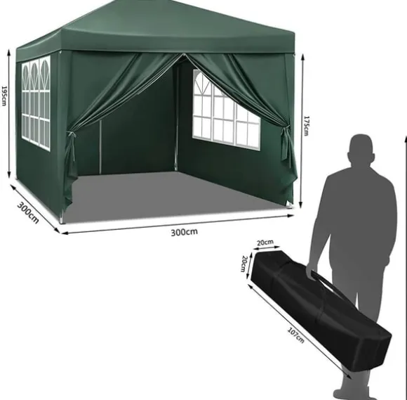 Rootz Ultimate Outdoor Gazebo - Event Pavillion - Vejrbestandig baldakin - Robust og rustsikker, UV- og regnbeskyttelse, nem opsætning - 3x3m
