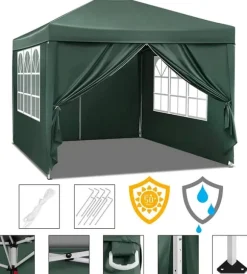 Rootz Ultimate Outdoor Gazebo - Event Pavillion - Vejrbestandig baldakin - Robust og rustsikker, UV- og regnbeskyttelse, nem opsætning - 3x3m