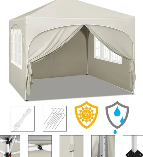 Rootz Ultimate Outdoor Gazebo - Vejrbestandig pavillon - Eventtelt - Stærk metalramme - UV- og regnbeskyttelse - Nem opsætning - 3x3m