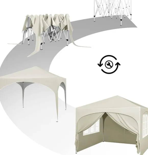 Rootz Ultimate Outdoor Gazebo - Vejrbestandig pavillon - Eventtelt - Stærk metalramme - UV- og regnbeskyttelse - Nem opsætning - 3x3m