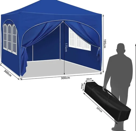 Rootz Ultimate Outdoor Gazebo - Vejrbestandig pavillon - Familietelt - Stærk stålkonstruktion - UV-beskyttelse - Nem opsætning - 3x3m