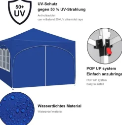 Rootz Ultimate Outdoor Gazebo - Vejrbestandig pavillon - Familietelt - Stærk stålkonstruktion - UV-beskyttelse - Nem opsætning - 3x3m