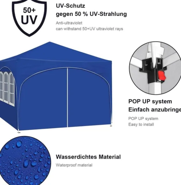 Rootz Ultimate Outdoor Gazebo - Vejrbestandig pavillon - Familietelt - Stærk stålkonstruktion - UV-beskyttelse - Nem opsætning - 3x3m