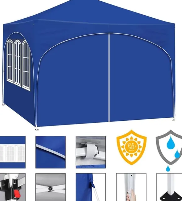 Rootz Ultimate Outdoor Gazebo - Vejrbestandig pavillon - Familietelt - Stærk stålkonstruktion - UV-beskyttelse - Nem opsætning - 3x3m