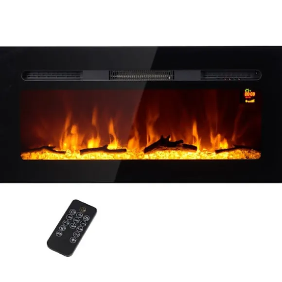 Rootz vægmonteret elektrisk pejs - Indendørs varmelegeme - Kunstigt brænde - Justerbar varme 1800W - 91,4 cm x 15,8 cm x 45 cm