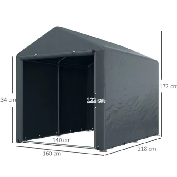 Rootz Værktøjsskur - Cykel-/motorcykelopbevaring - Haveudstyr - UV-resistent presenning - Galvaniseret stålstel - 160 cm x 218 cm x 172 cm