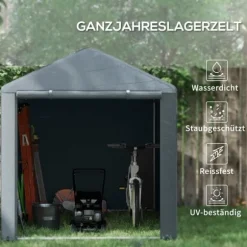 Rootz Værktøjsskur - Cykel-/motorcykelopbevaring - Haveudstyr - UV-resistent presenning - Galvaniseret stålstel - 160 cm x 218 cm x 172 cm