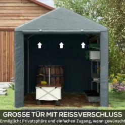 Rootz Værktøjsskur - Cykel-/motorcykelopbevaring - Haveudstyr - UV-resistent presenning - Galvaniseret stålstel - 160 cm x 218 cm x 172 cm
