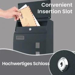 Rootz Wall Letter Box - Låsbar postkasse - Visningsvindue - Vejrbestandig - 32 cm x 10 cm x 45 cm