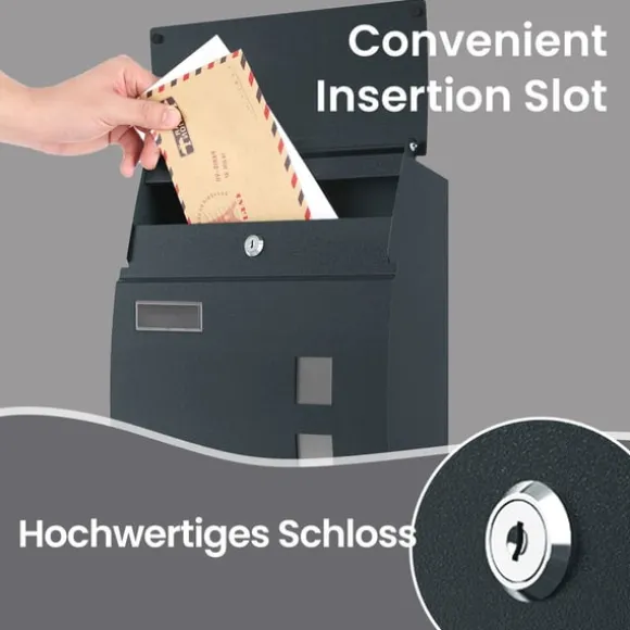Rootz Wall Letter Box - Låsbar postkasse - Visningsvindue - Vejrbestandig - 32 cm x 10 cm x 45 cm