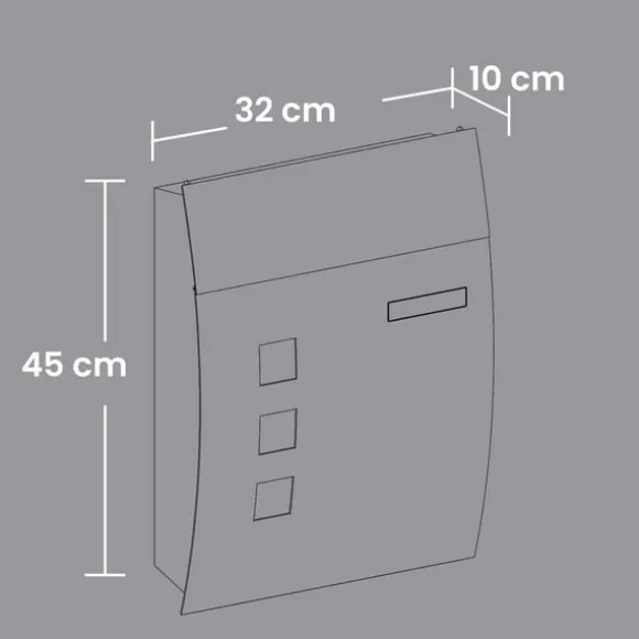 Rootz Wall Letter Box - Låsbar postkasse - Visningsvindue - Vejrbestandig - 32 cm x 10 cm x 45 cm