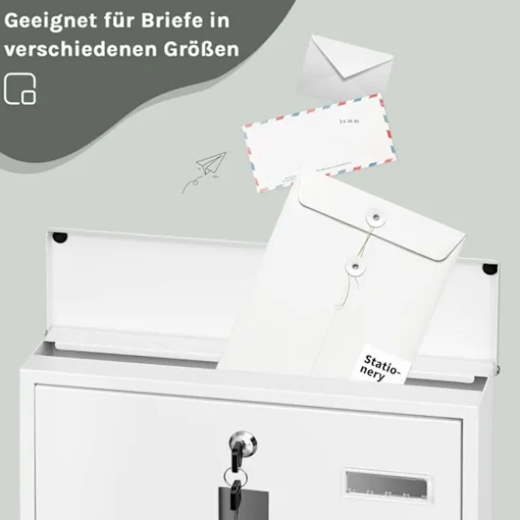 Rootz Wall Montered Mailbox - Post Box - Letterbox - Vandtæt og rustbestandig - 37x37x10,5 cm hvid