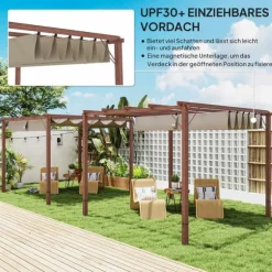 ROOTZ 3X3 M Garden Pergola - Terrasse baldakin - gårdhaveafdækning - UPF30+ solbeskyttelse - aluminiumsramme - 299x296x232 cm