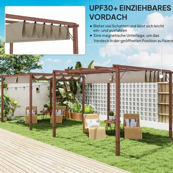 ROOTZ 3X3 M Garden Pergola - Terrasse baldakin - gårdhaveafdækning - UPF30+ solbeskyttelse - aluminiumsramme - 299x296x232 cm