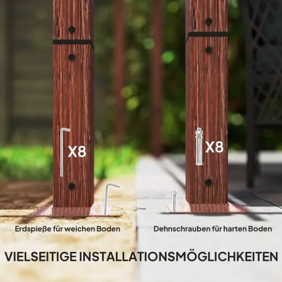 ROOTZ 3X3 M Garden Pergola - Terrasse baldakin - gårdhaveafdækning - UPF30+ solbeskyttelse - aluminiumsramme - 299x296x232 cm