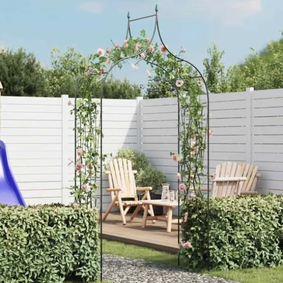 Rosenbue med spydspidsdesign - Havebue i mørkegrøn | Størrelse: 129x283 cm