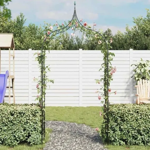 Rosenbue med spydspidsdesign - Havebue i mørkegrøn | Størrelse: 129x283 cm