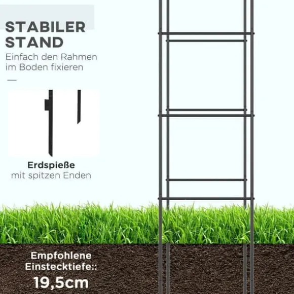 Rosenbue/havebue i metal, sort, 140×40×240 cm, til klatreplanter