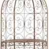 Rosie Antique Brown Metal Half Gazebo with Built-in Bench - Garden Trellis for Climbing Plants, 178cm