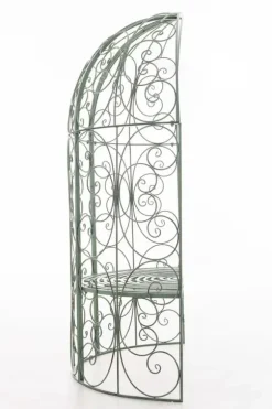 Rosie Half Gazebo with Bench, Antique Green Metal Trellis for Climbing Plants, 178cm Height