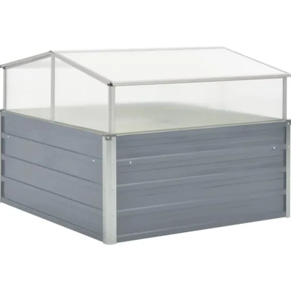 Rummeligt drivhus i galvaniseret stål - Beskyt planter | Størrelse: 100x100x85 cm | Farve: Grå
