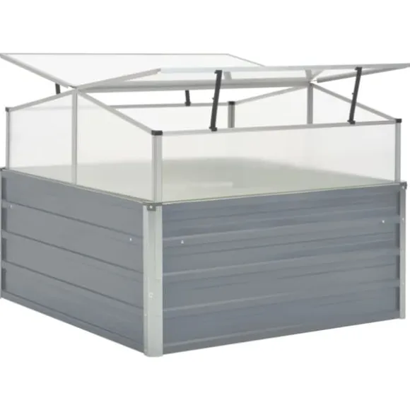 Rummeligt drivhus i galvaniseret stål - Beskyt planter | Størrelse: 100x100x85 cm | Farve: Grå