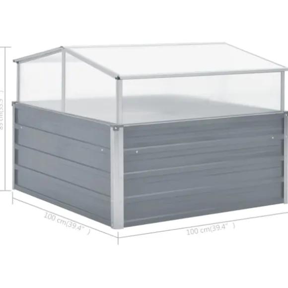 Rummeligt drivhus i galvaniseret stål - Beskyt planter | Størrelse: 100x100x85 cm | Farve: Grå