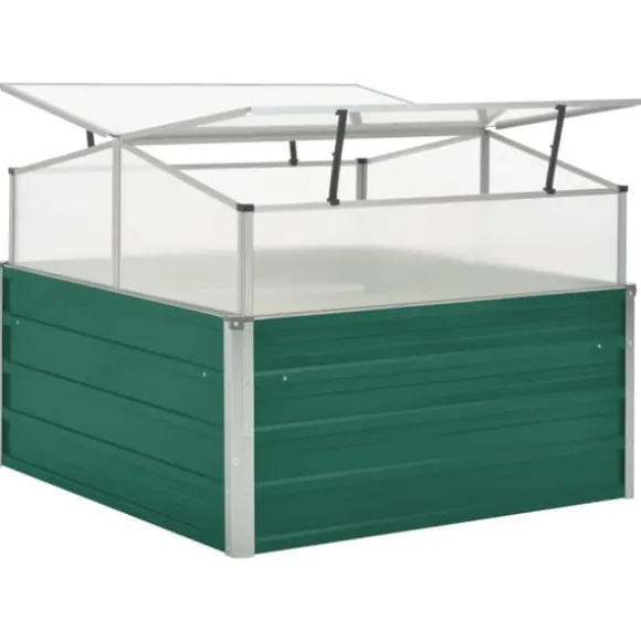 Rummeligt drivhus i galvaniseret stål - Plantebeskyttelse | Størrelse: 100x100x77 cm | Farve: Grøn
