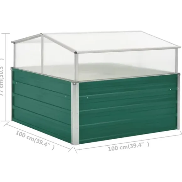 Rummeligt drivhus i galvaniseret stål - Plantebeskyttelse | Størrelse: 100x100x77 cm | Farve: Grøn