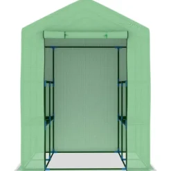 Rummeligt drivhus med hylder - Plantehus i stål | Størrelse: 143x143x195 cm