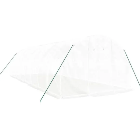 Rummeligt drivhus med stålstel - Beskyt dine planter | Størrelse: 24 m² | 8x3x2 m | Farve: Hvid