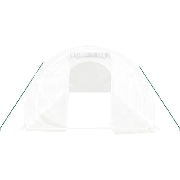 Rummeligt drivhus med stålstel - Beskyt dine planter | Størrelse: 24 m² | 8x3x2 m | Farve: Hvid