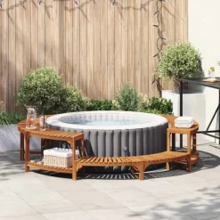 Rund Bubble Bath Indhegning i Akacietræ - Elegant & Vejrresistent | Ø255 cm | Farve: Brun