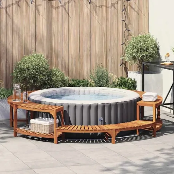 Rund bubble bath indhegning i solidt akacietræ | Ø275 cm | Farve: Brun