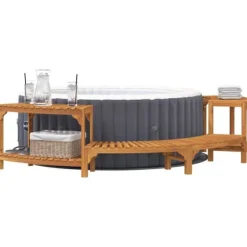 Rund udendørs spabad omkreds i solid akacietræ | Størrelse: 272 x 120 x 55.5 cm | Farve: Brun