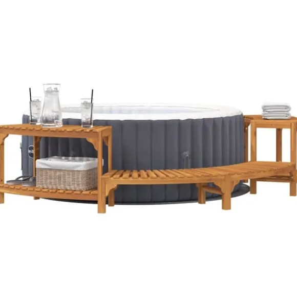 Rund udendørs spabad omkreds i solid akacietræ | Størrelse: 272 x 120 x 55.5 cm | Farve: Brun