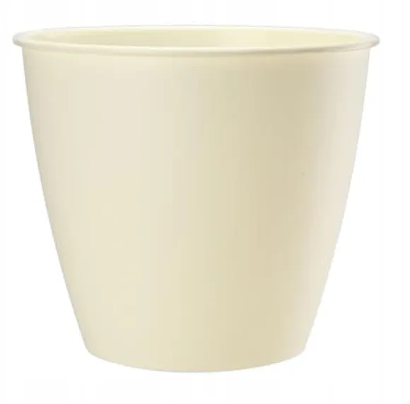 Rund urtepotte i cremefarvet plastik, Azalea, 13x12 cm