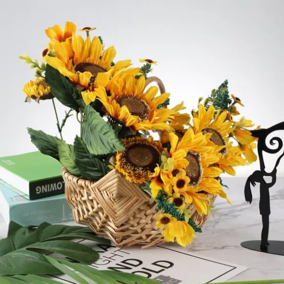 Rustik håndlavet vandtæt rattan blomsterkurv
