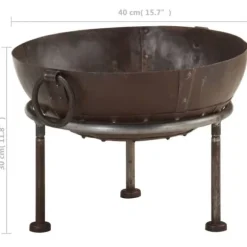 Rustikt bålfad Ø40 cm i jern - Ideelt til haven | Farve: Rust | Størrelse: Ø40 cm