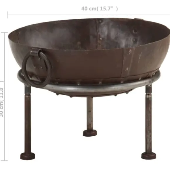 Rustikt bålfad Ø40 cm i jern - Ideelt til haven | Farve: Rust | Størrelse: Ø40 cm