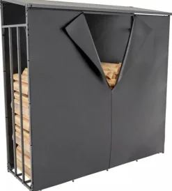Ruston Aluminum XXL Firewood Shed with Cover - Anthracite, 185x185x70cm